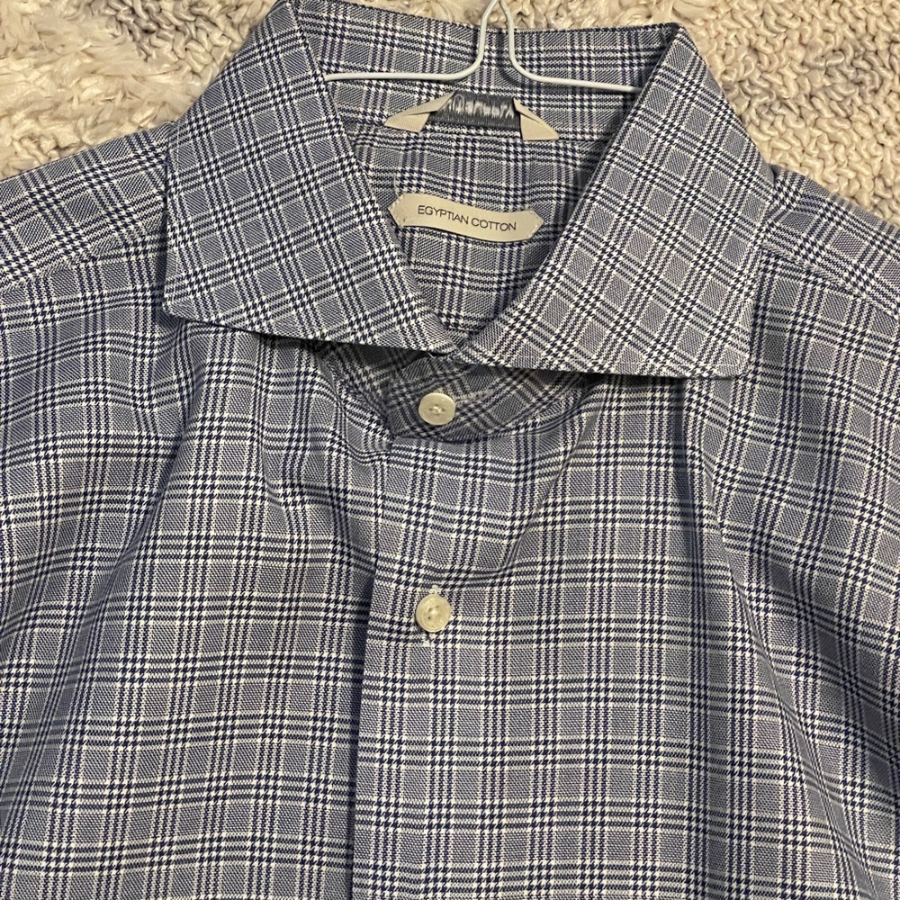 Suitsupply Blue and White Check Dress Shirt